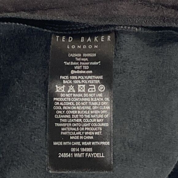 Ted Baker Pants Womens 2 Black Faux Leather Hi Waist Pleated Belted Classic NEW - Picture 15 of 16